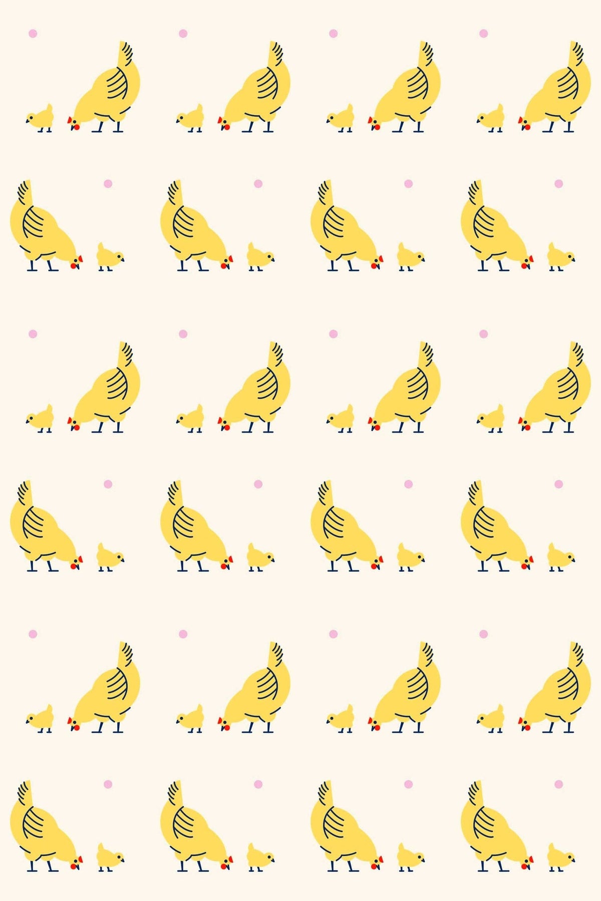 Poules Jaunes Et Poussins, le motif seul
