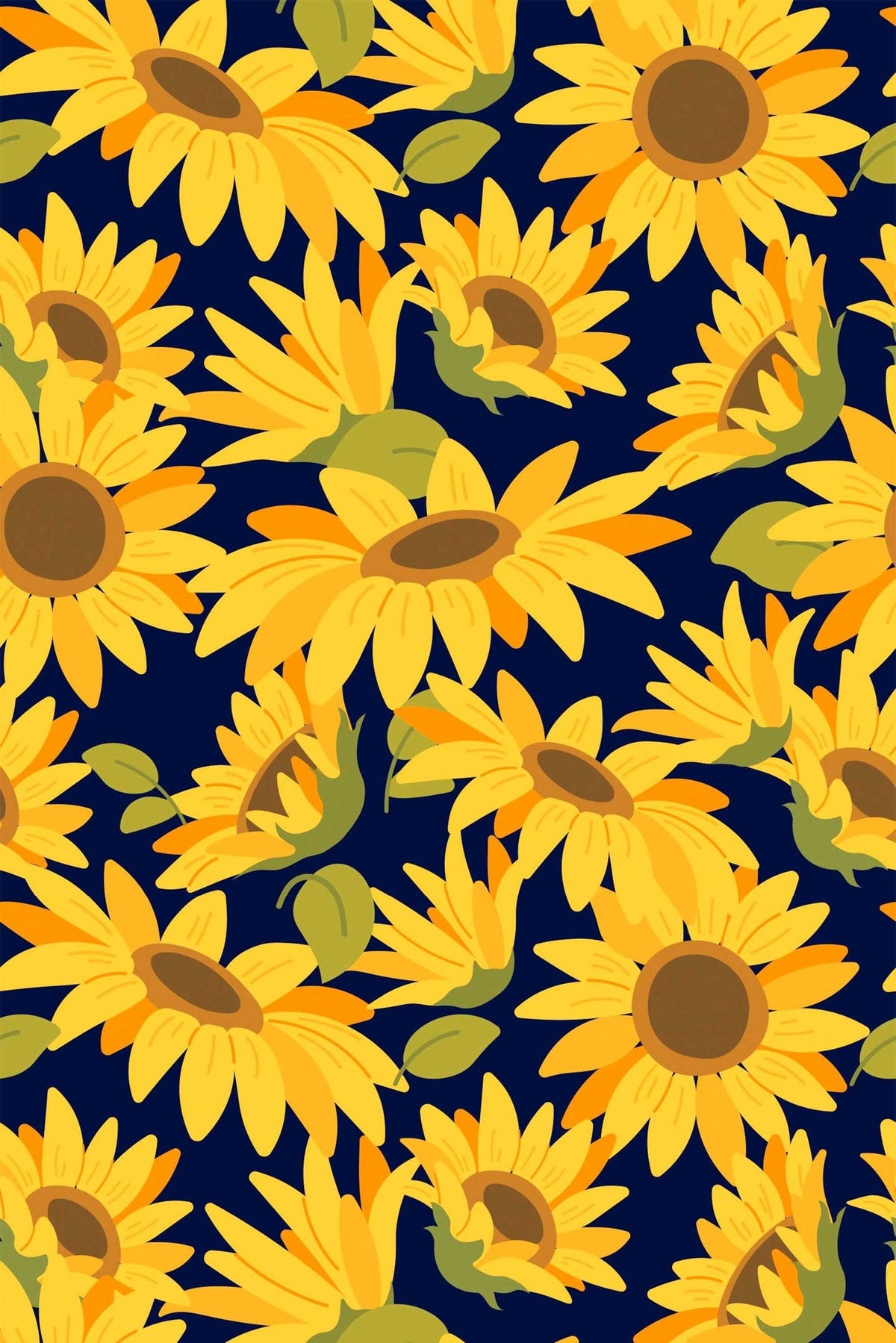 Tournesols sur Bleu Nuit, aperçu aux dimensions saisies