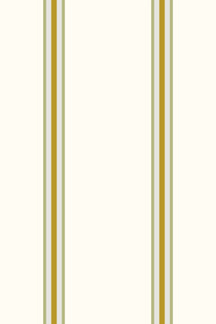 Le motif à plat : groupes de rayures verticales ocre, olive et gris perle espacés sur un fond ivoire.