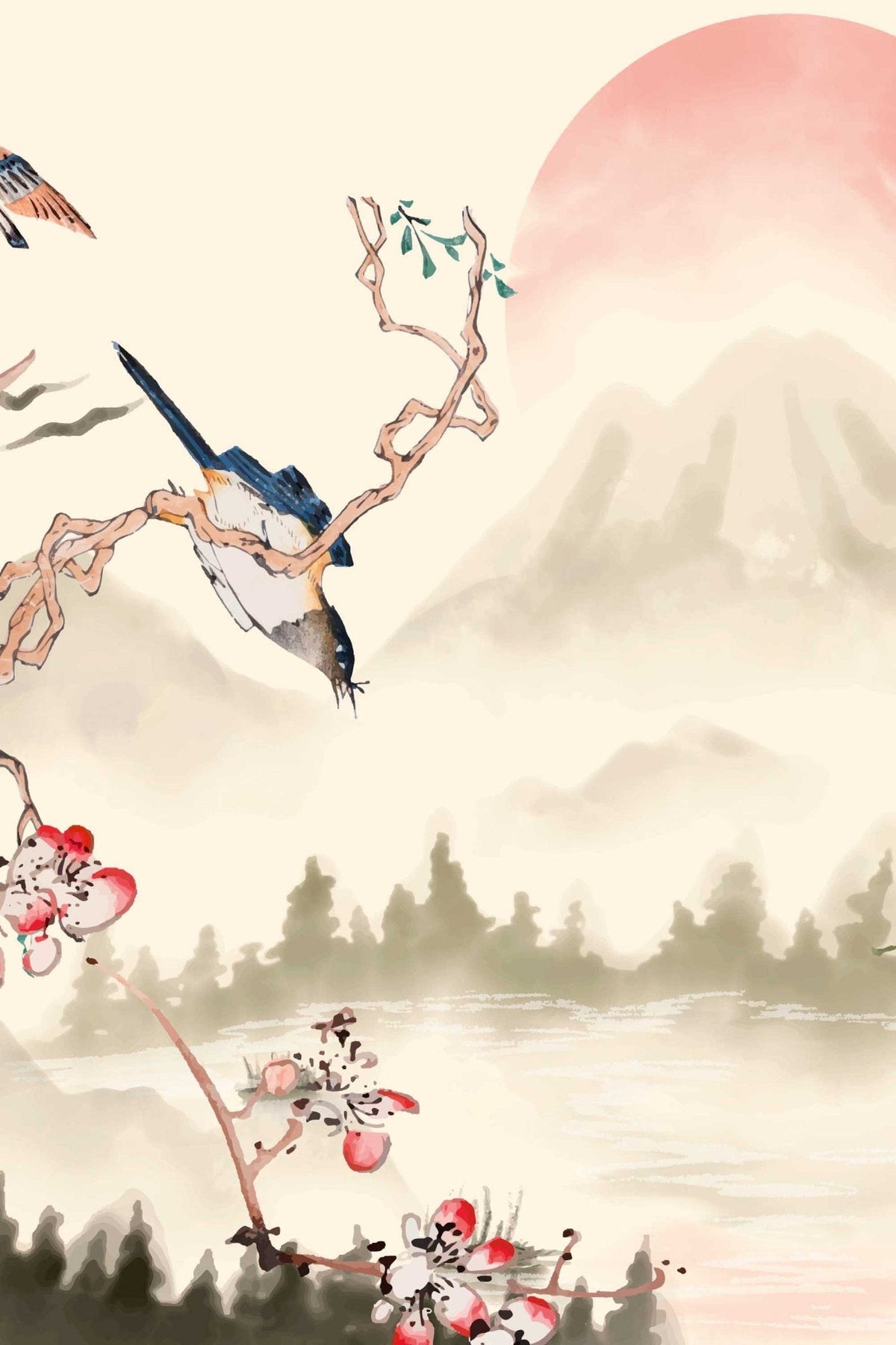 Brume Ivoire aux Oiseaux Bleus, le motif seul