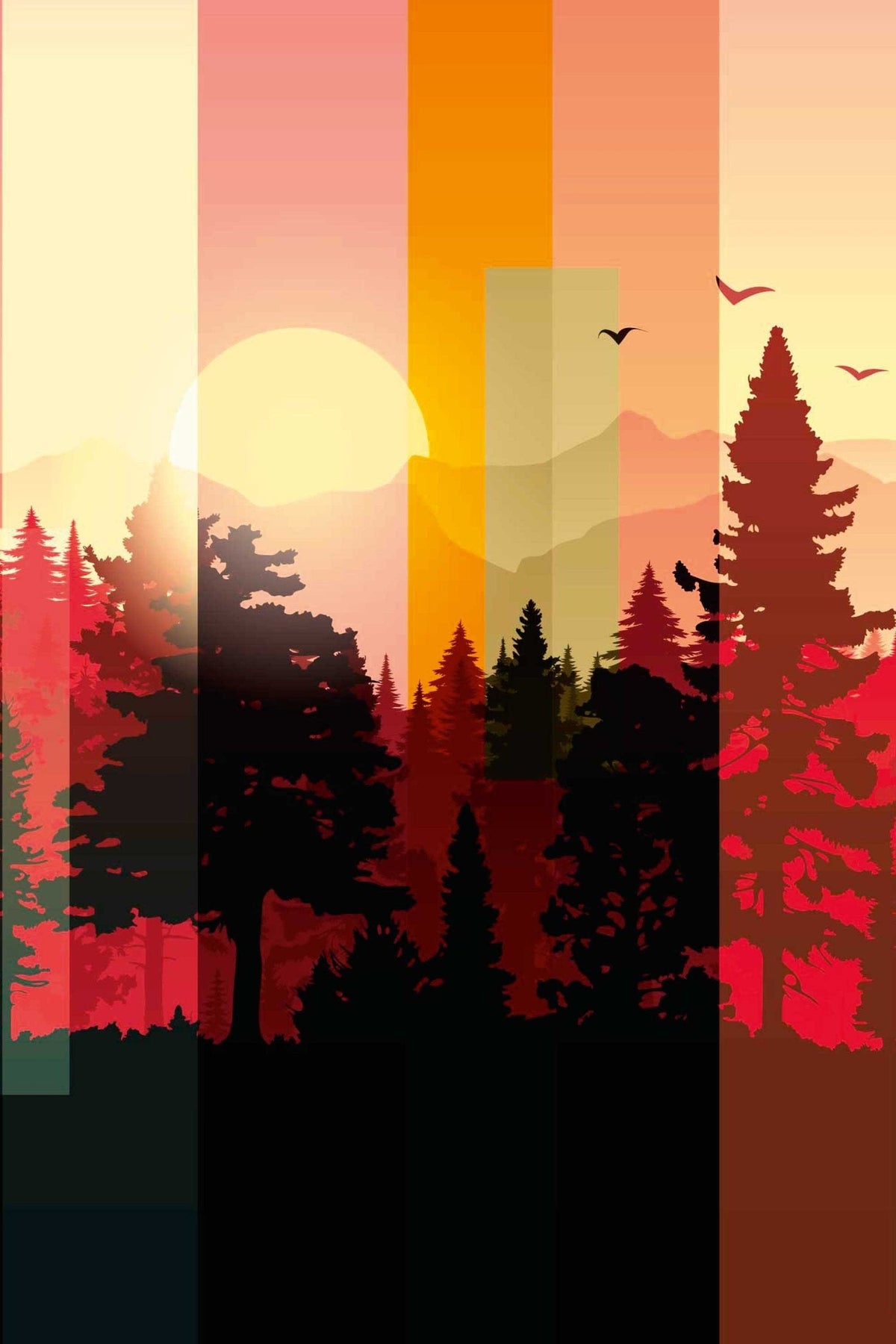 Forêt Rayée au Soleil Couchant, le motif seul