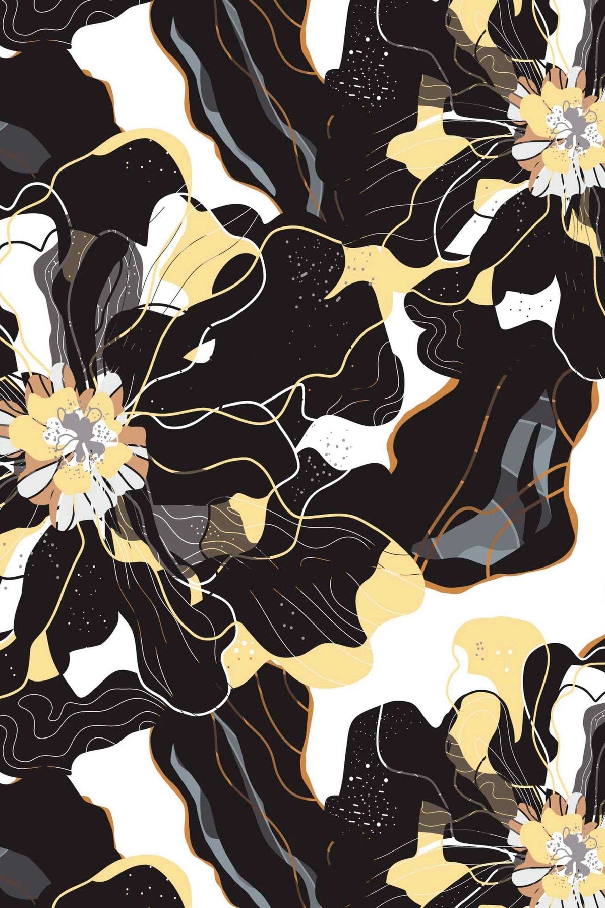 Floraison Noire et Or, le motif seul