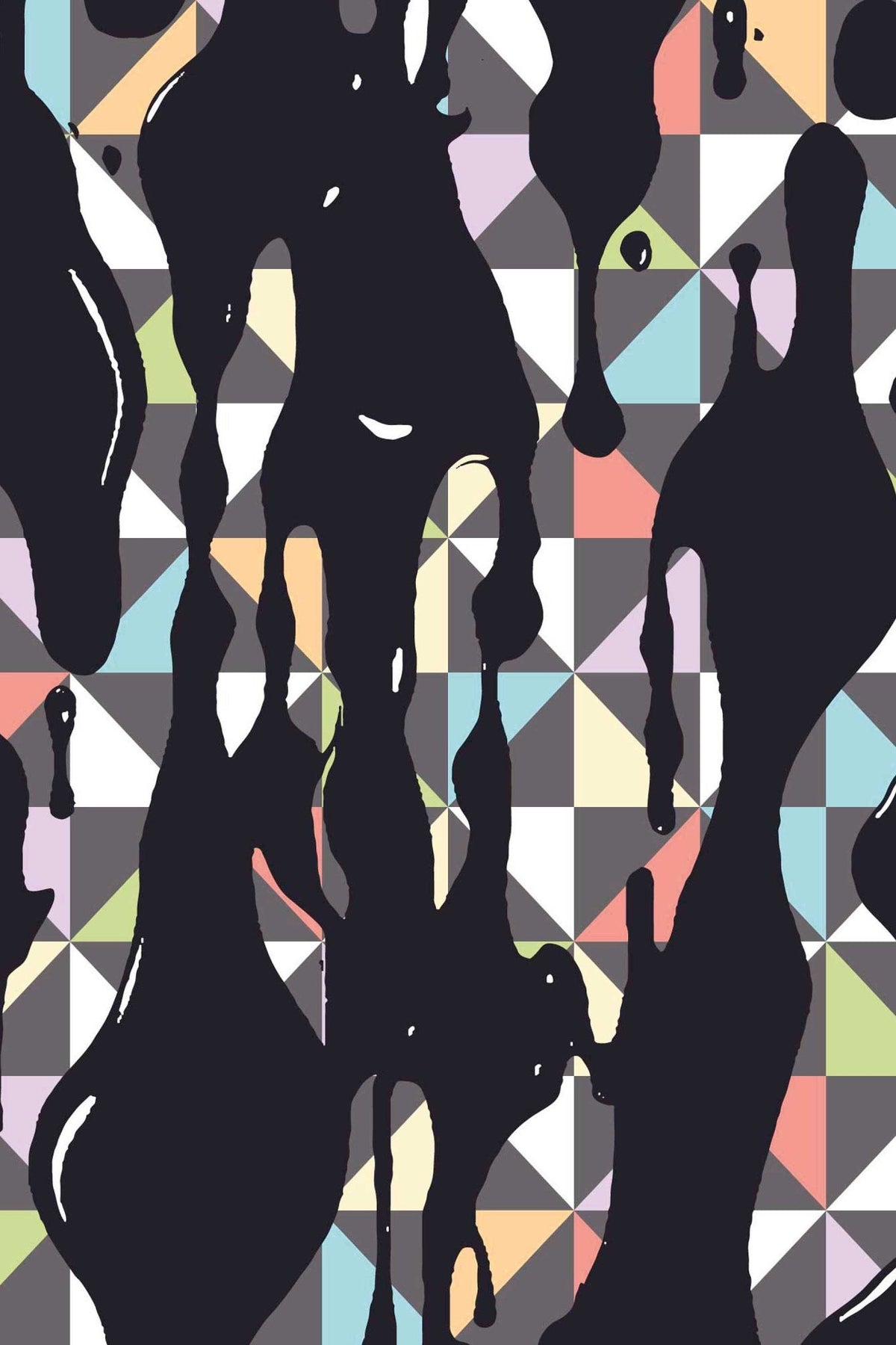 Coulures Noires sur Triangles Pastel, aperçu aux dimensions saisies