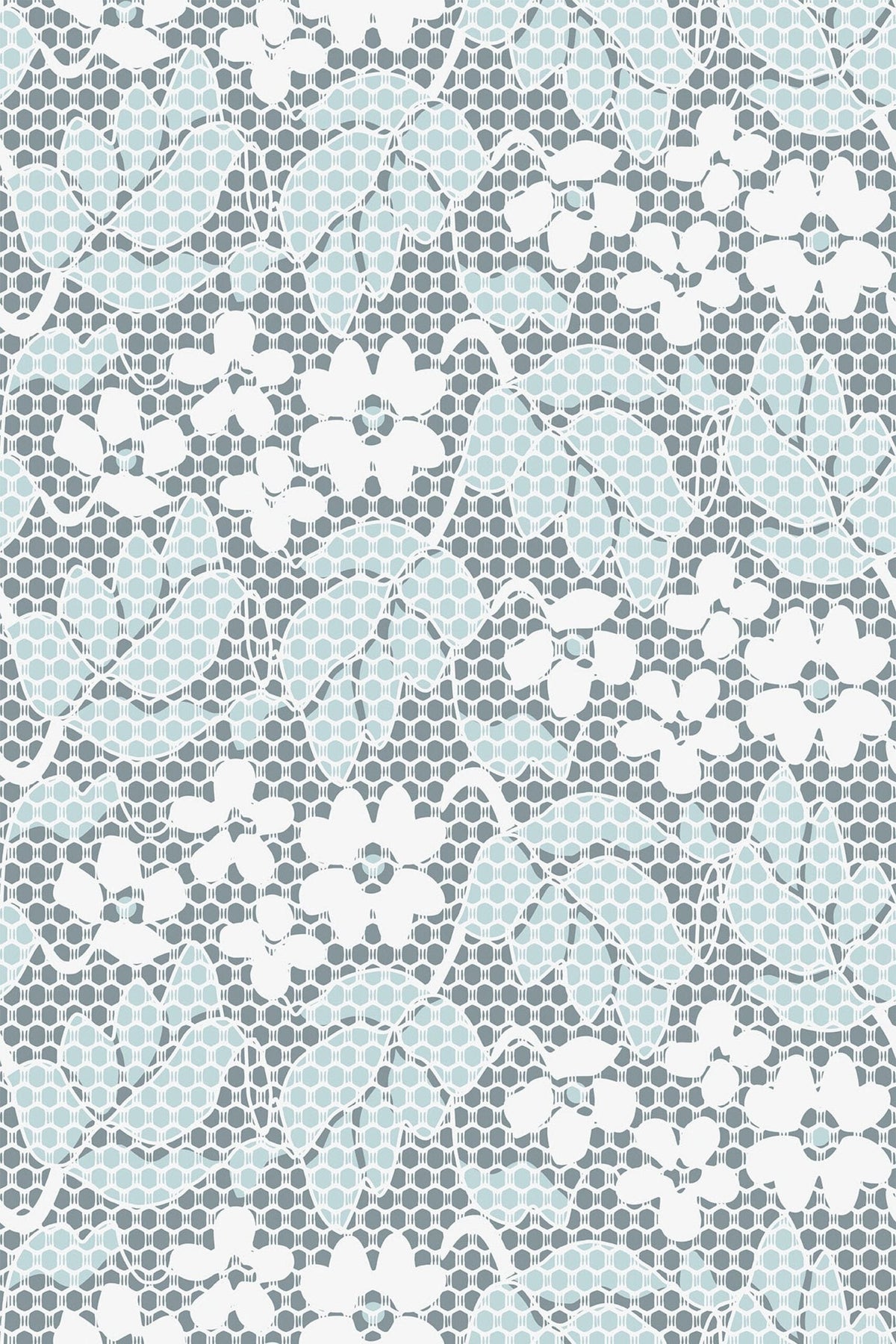 Dentelle Fleurie Bleu Pâle, le motif seul