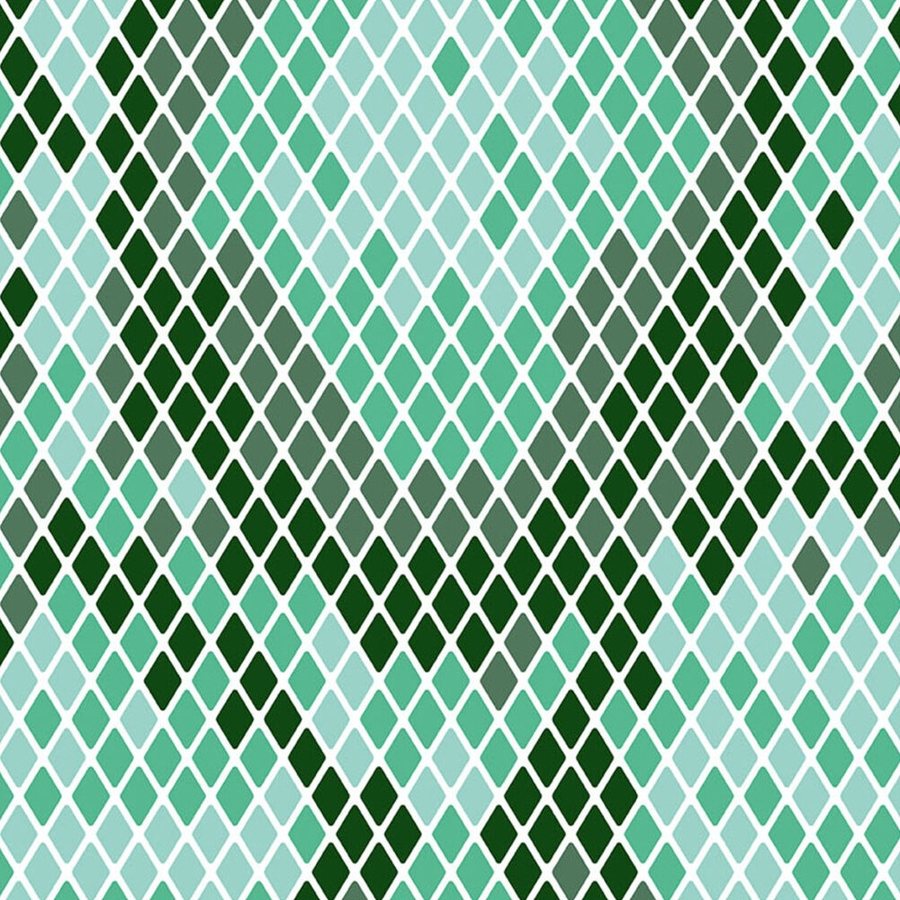 Gros plan de l'impression : le contour blanc de chaque losange et la netteté des aplats verts.