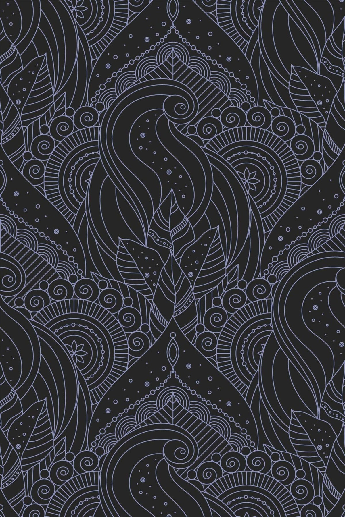 Arabesques Lavande sur Noir, le motif seul