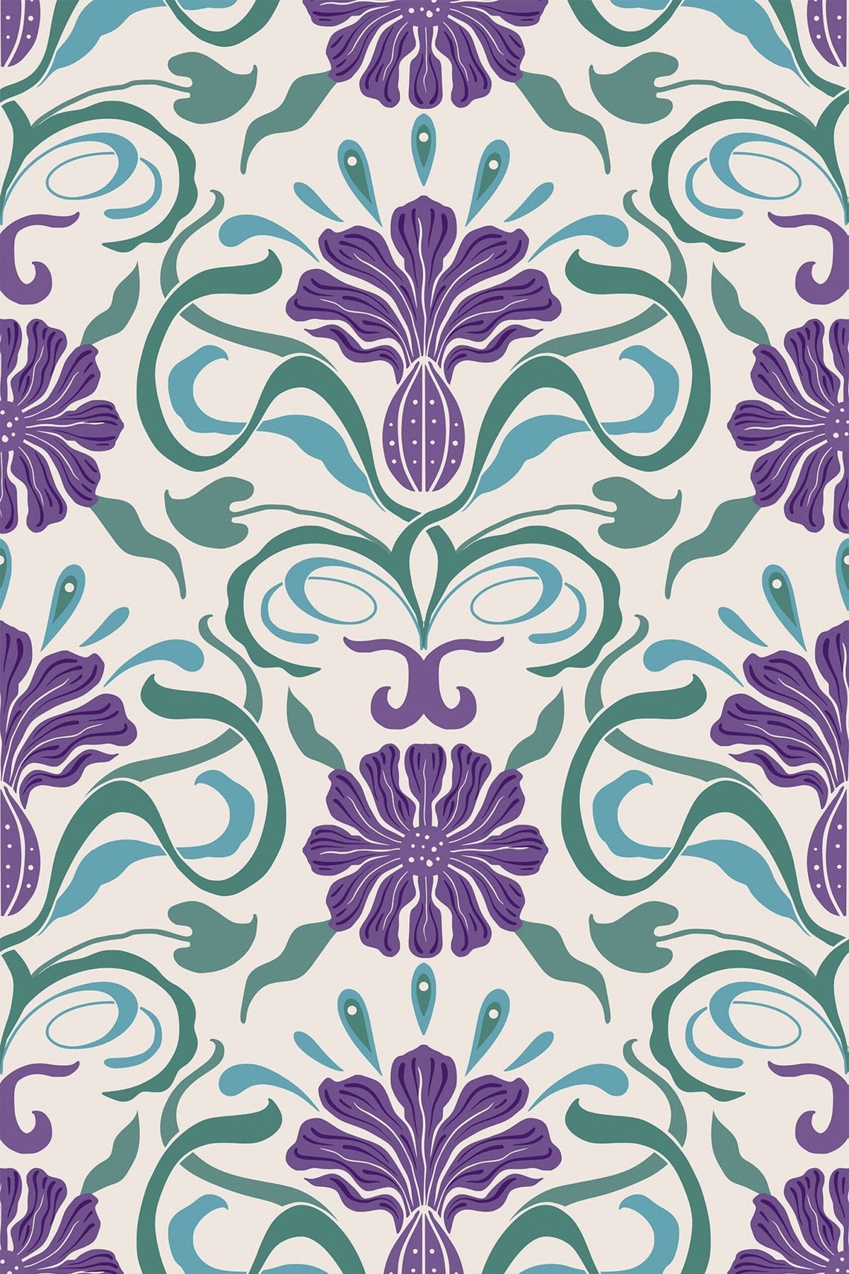 Iris Violets et Vert Émeraude, le motif seul