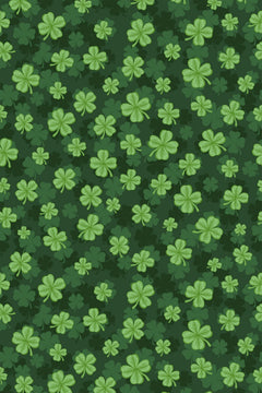 Le décor à plat : trèfles à quatre feuilles vert clair sur un fond vert sapin.