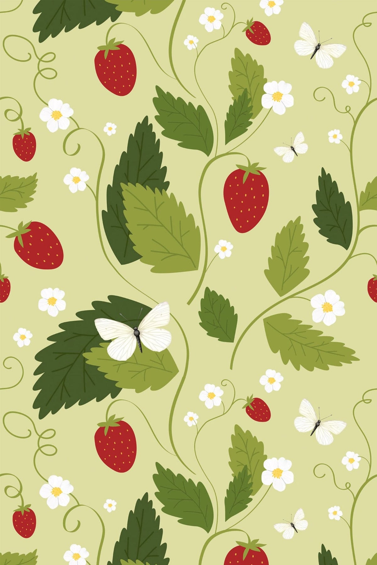 Fraisier Rouge et Vert Tilleul, le motif seul