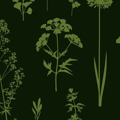 Gros plan de l'impression : les folioles d'une tige vert tilleul découpées sur le vert sombre.