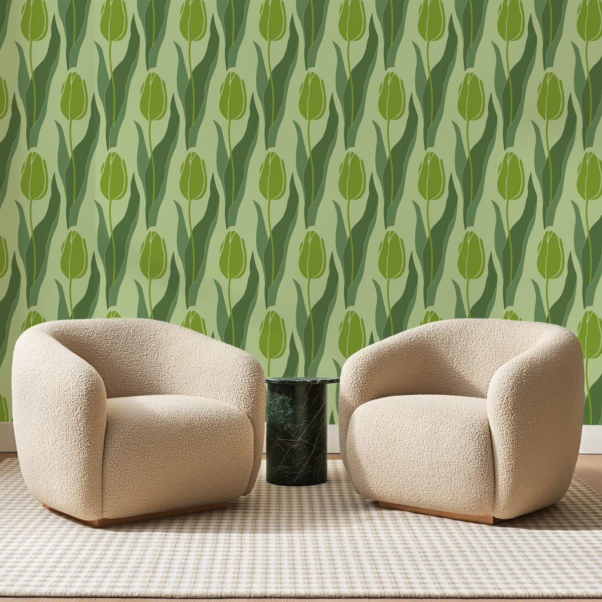 Tulipes Fermées Vert Tilleul, en situation