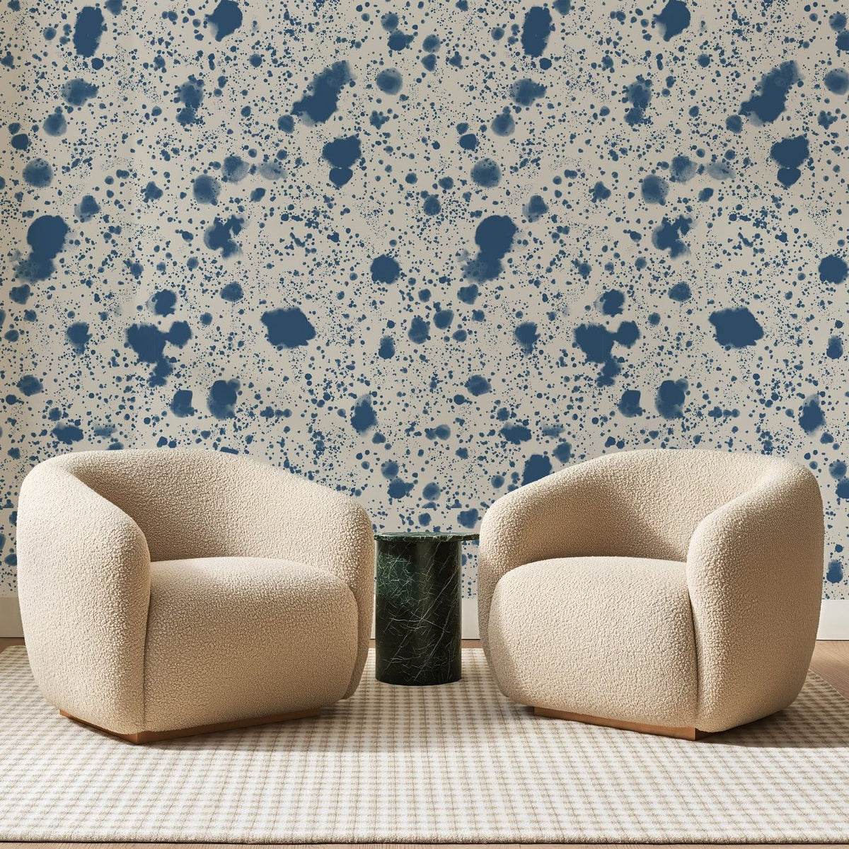 Éclaboussures Bleues sur Écru, en situation