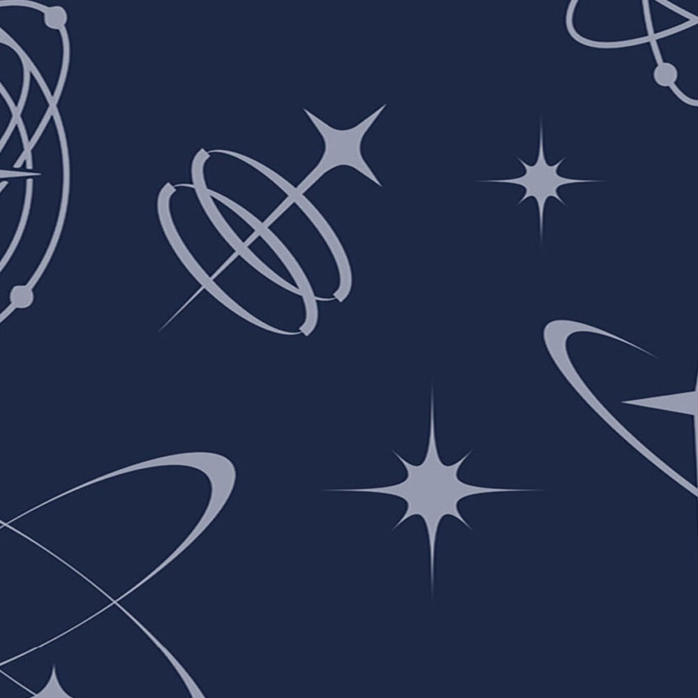 Planètes et Atomes Bleu Marine, aperçu aux dimensions saisies