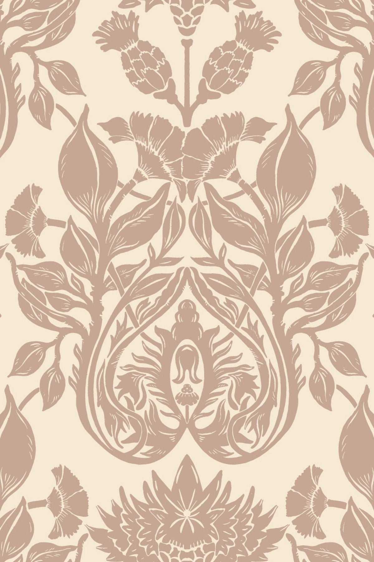 Damas Chardon Rose Taupe, le motif seul