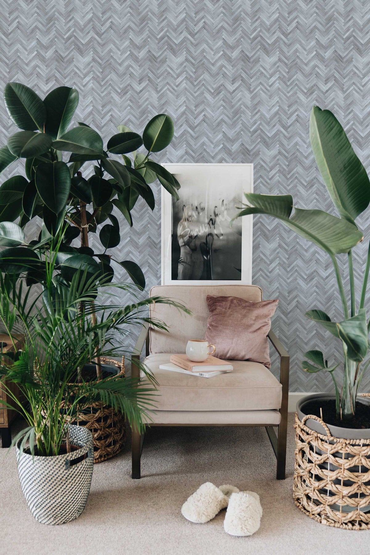 Parquet Bâtons Rompus Gris Perle, en situation