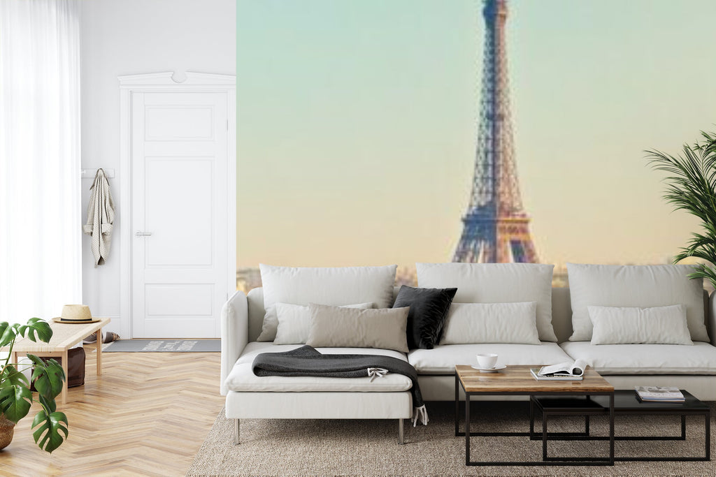 Papier peint panoramique Automne à Paris — paysage urbain ocre et brume