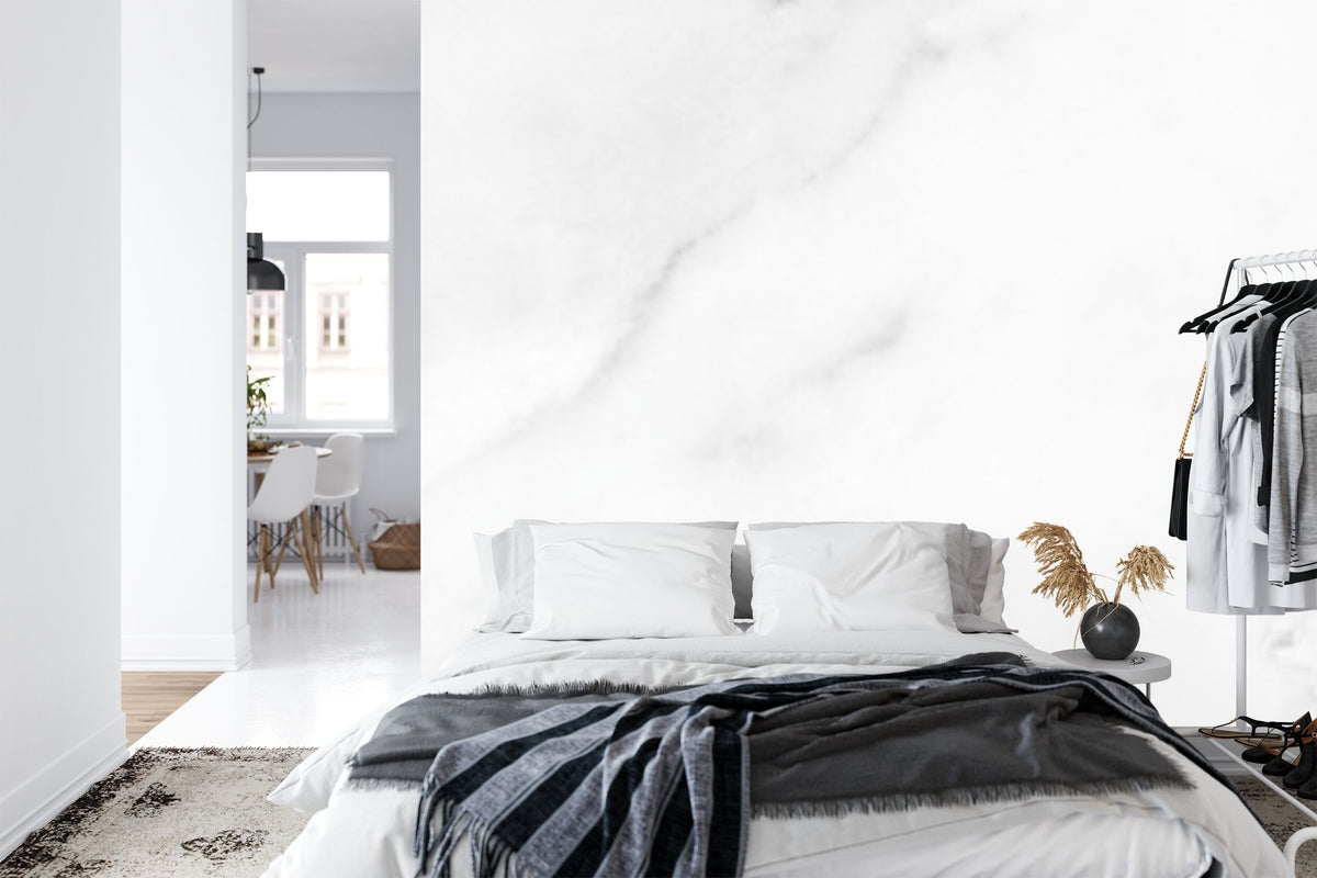 Papier peint panoramique Marbre de Carrare — blanc veiné gris très clair