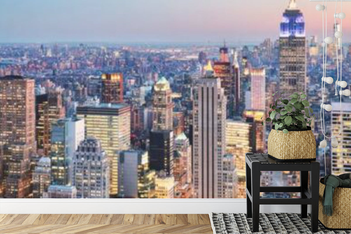 Papier peint panoramique New York au crépuscule — paysage urbain