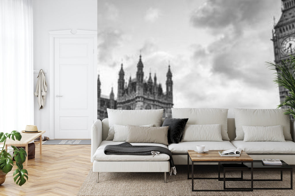 Papier peint panoramique Londres — paysage urbain noir, blanc et rouge