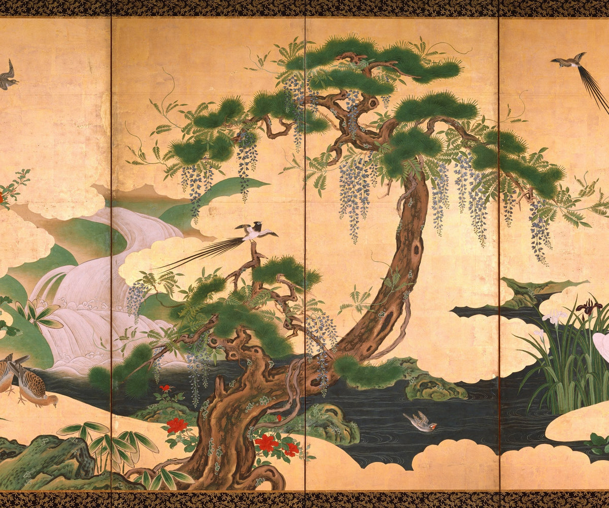 Oiseaux et Pivoines sur Or, le motif seul