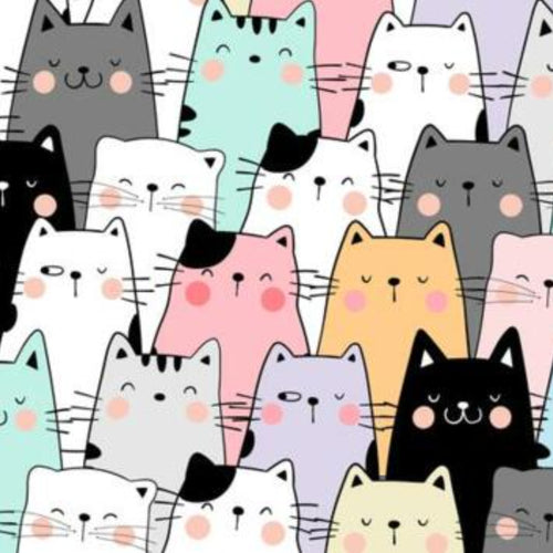 Papier peint panoramique Chats pastel, décor pour chambre d'enfant