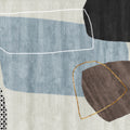 Papier peint panoramique Formes douces, abstrait bleu ardoise et terre brûlée