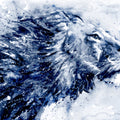 Papier peint panoramique Lion à l'aquarelle, bleu indigo sur fond blanc
