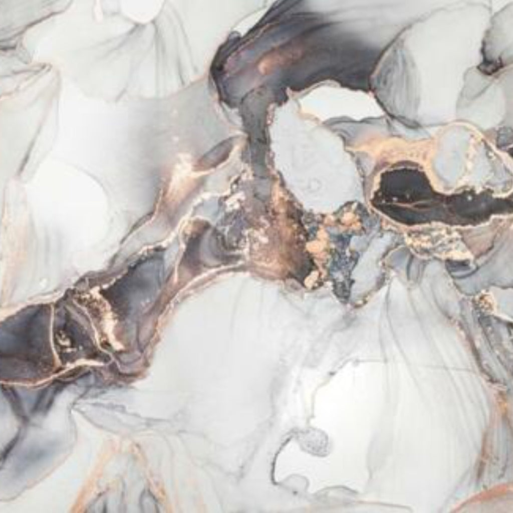 Papier peint panoramique Marbre cuivré, encre blanche et veines de cuivre