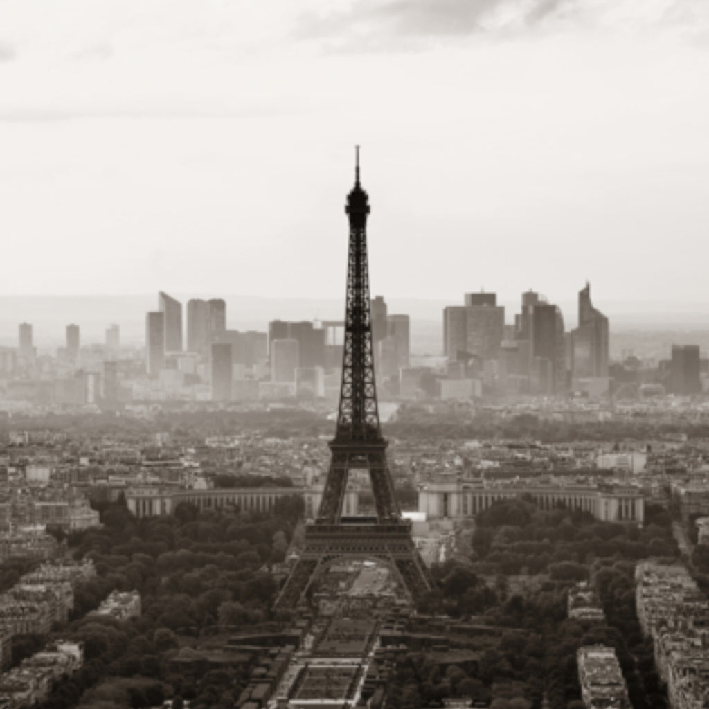 Papier peint panoramique Tour Eiffel, photo vintage sépia des toits de Paris