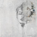 Papier peint panoramique Visage à l'aquarelle, portrait contemporain gris perle