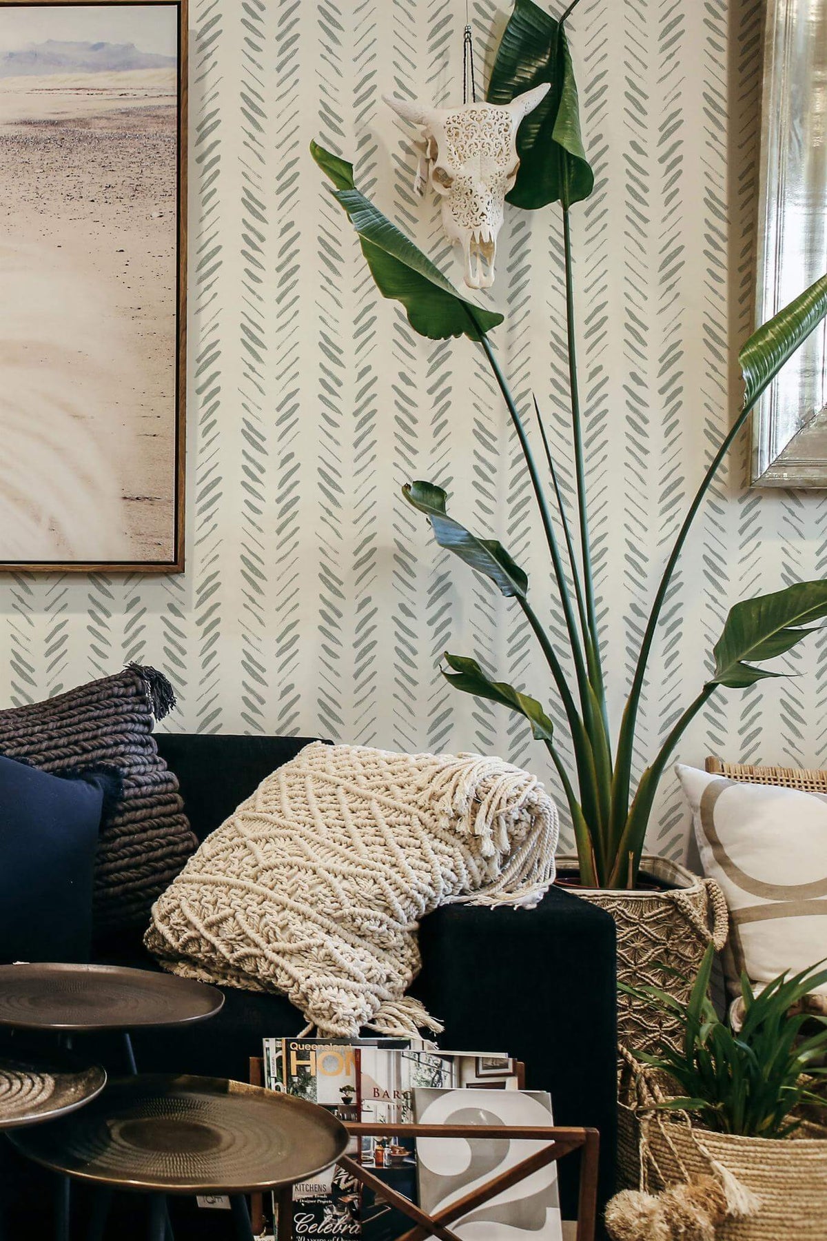 Chevrons Peints Vert Sauge, en situation
