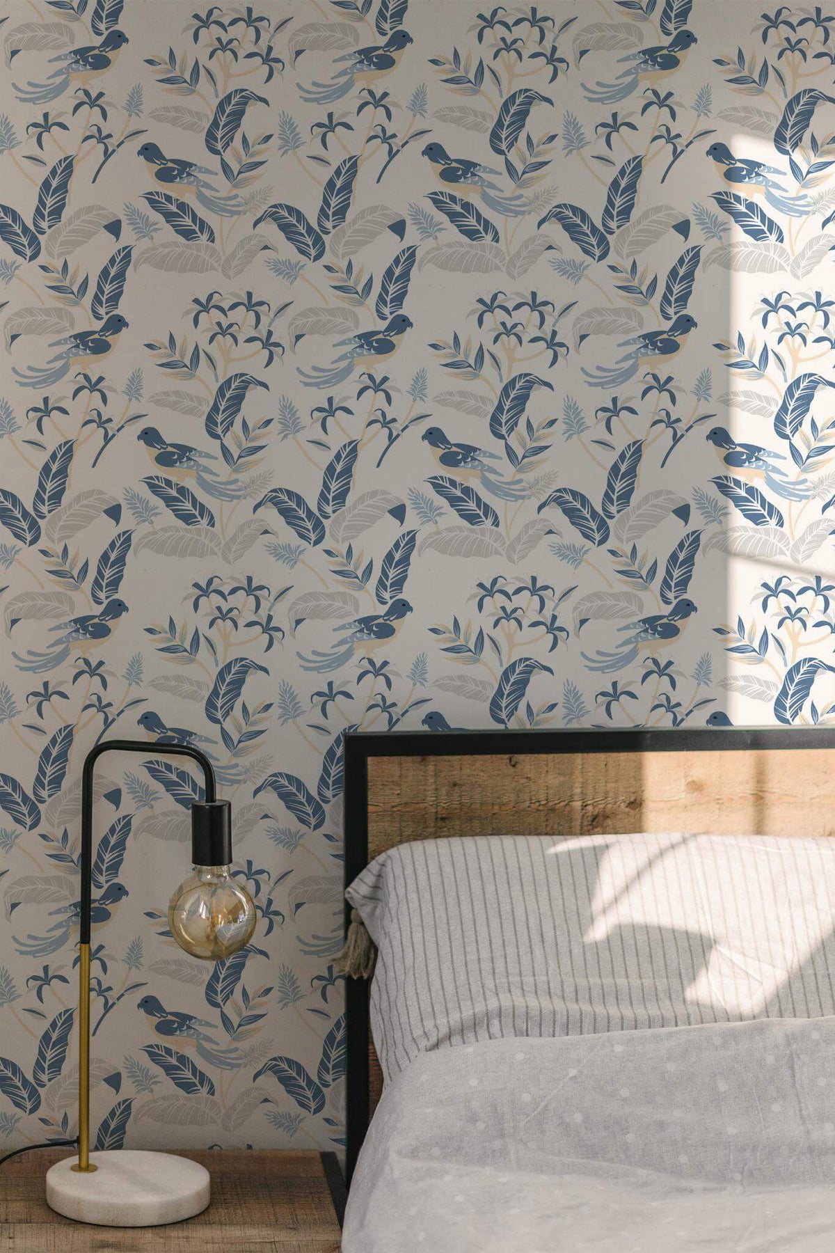 Oiseaux Bleus sur Fond Blanc, en situation