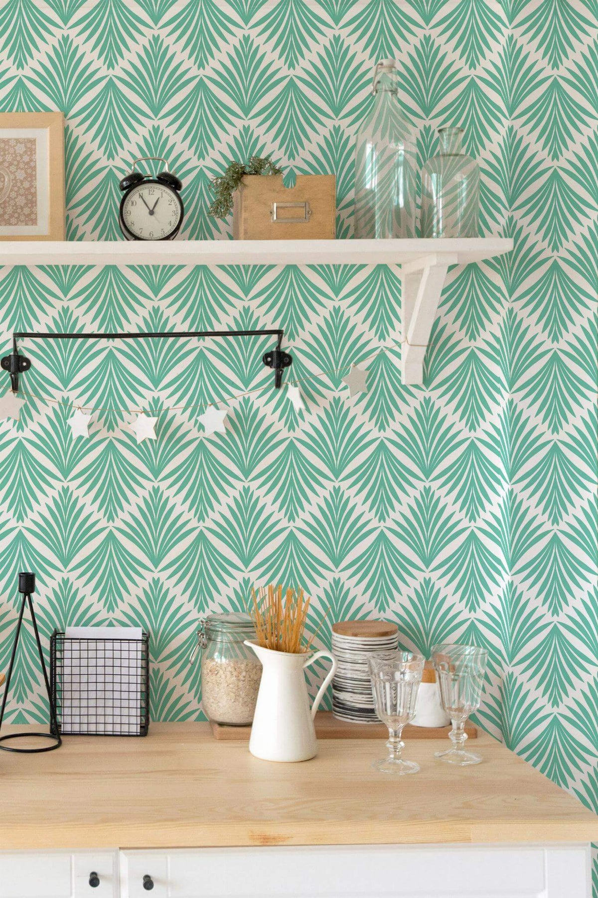 Palmettes Ogivales Vert Turquoise, en situation