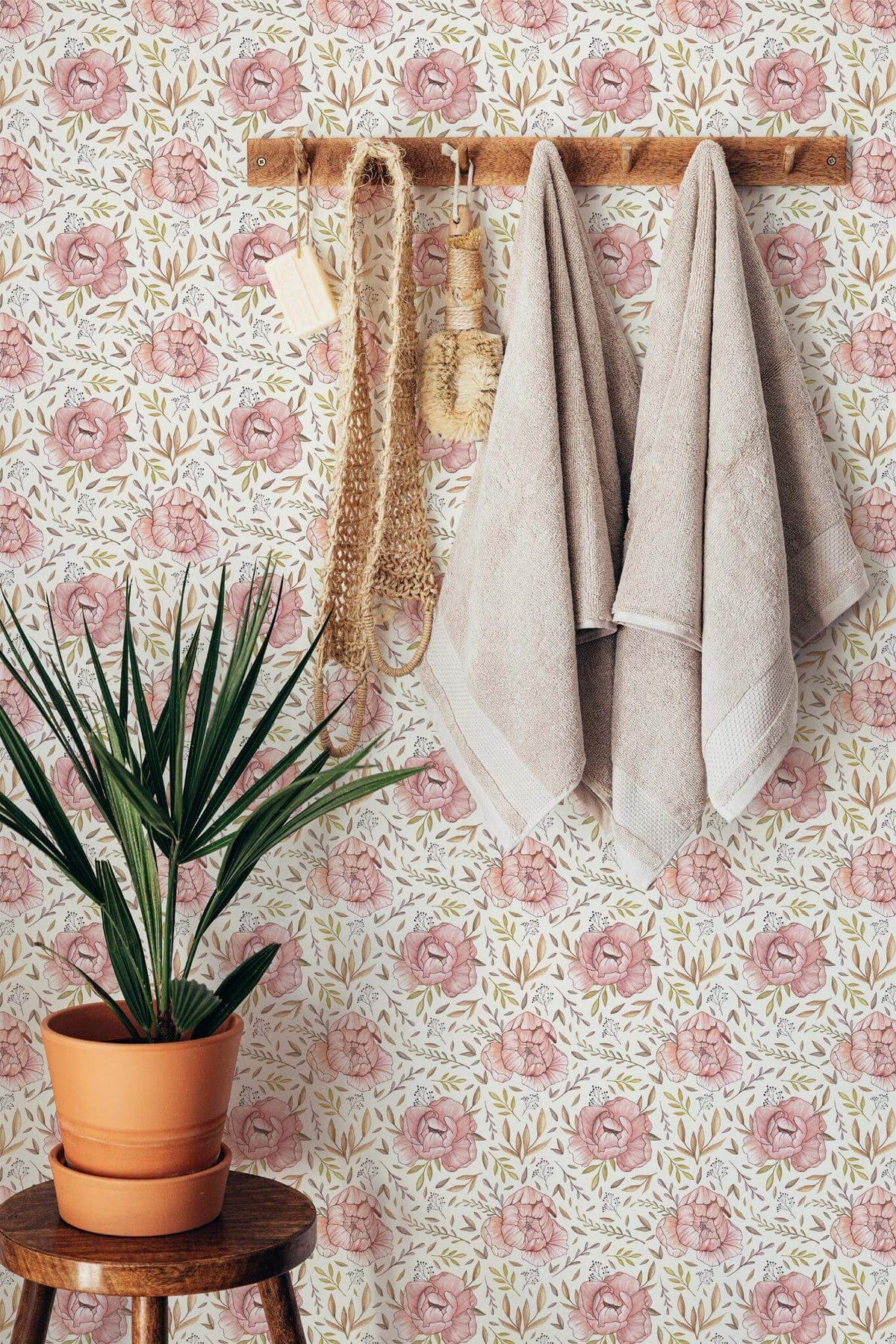 Pivoines Aquarelle Rose Poudré, en situation